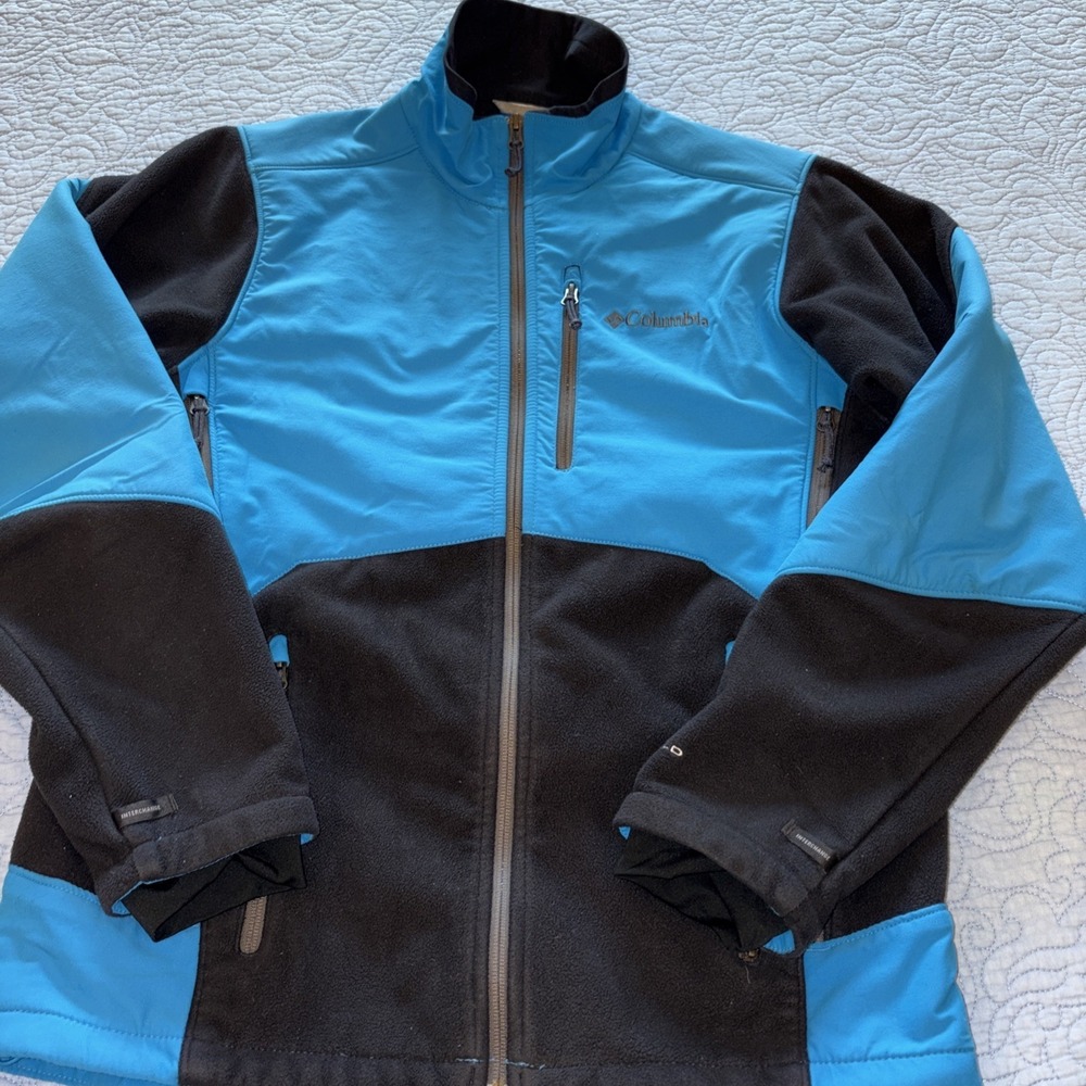 Columbia Mens Medium‎ Ballistic Jacket Omni Shield Blue Black Interchange Zip